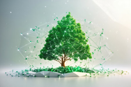 growing internet startup with green tree. ai generative.の素材