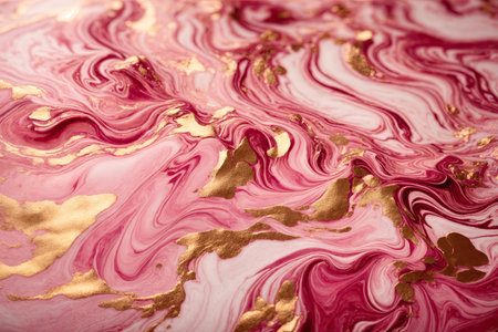 Abstract pink and gold marble texture background Fluid. ai generative.の素材