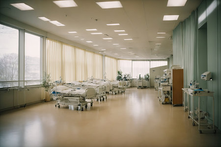 beds in the emergency department. ai generative.の素材