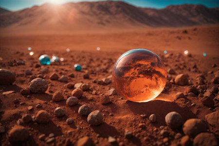 drop of water on mars. ai generative.の素材