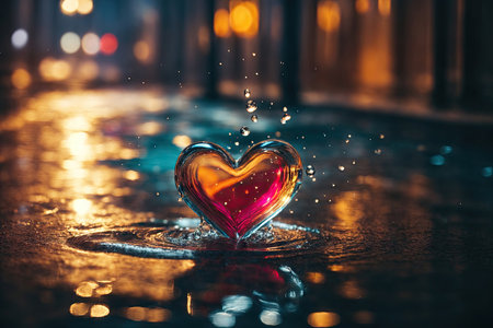 Light background with small heart of water. ai generative.の素材