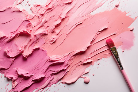 top view Art painting banner illustration pink oil. ai generative.の素材