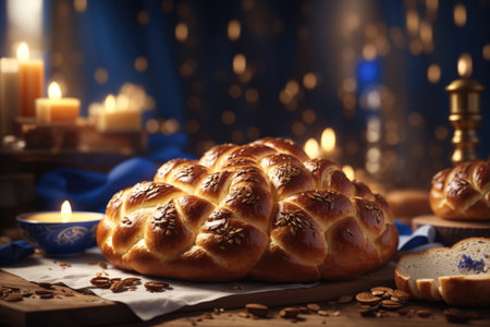 Challah bread for Hanukkah holiday. ai generative.の素材