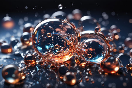 Cosmetic essence liquid bubbles molecules. ai generative.の素材