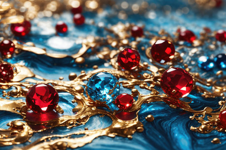 Precious red and blue stones. ai generative.の素材