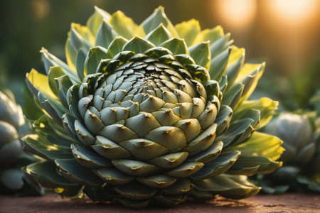 Closeup of a big ripe artichoke. ai generative.の素材