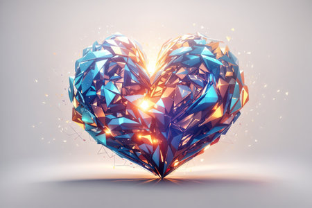 Exquisite neuro polygonal abstract heart logo. ai generative.の素材