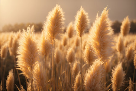 Pampas grass minimalist background. ai generative.の素材