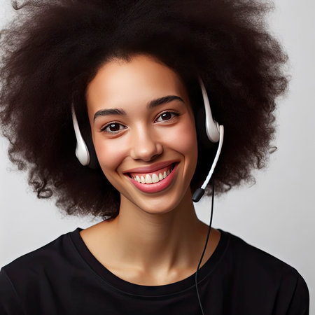 call center employee on white background. ai generative.の素材