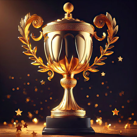 gold victory cups. ai generative.の素材
