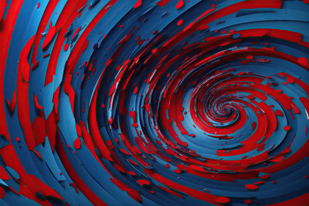 Red and blue spiral Circle orbit rotation abstract background. ai generative.の素材