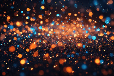 Glittering particles flying background bokeh light. ai generative.の素材
