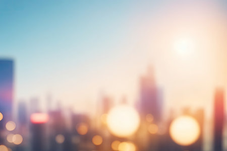 Blurred out summer season abstract city background. ai generative.の素材