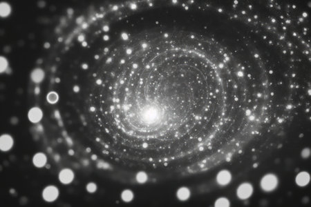 glowing circle black and white Abstract spiral background. ai generative.の素材