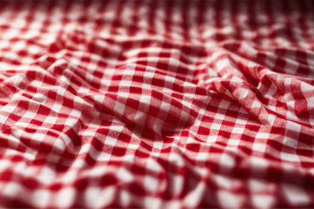 texture top view Checkered tablecloth red background. ai generative.の素材