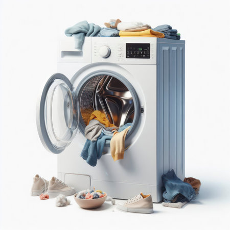 washing machine on white background. ai generative.の素材