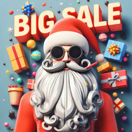 hipster Santa Claus banner big sale. ai generative.の素材