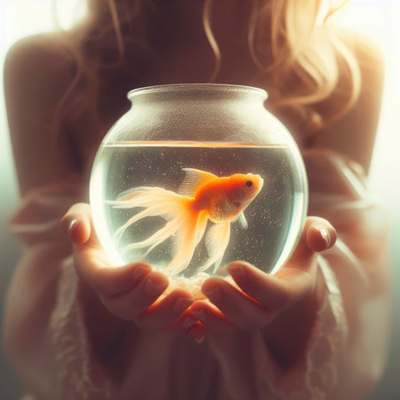 goldfish in an aquarium. ai generative.の素材