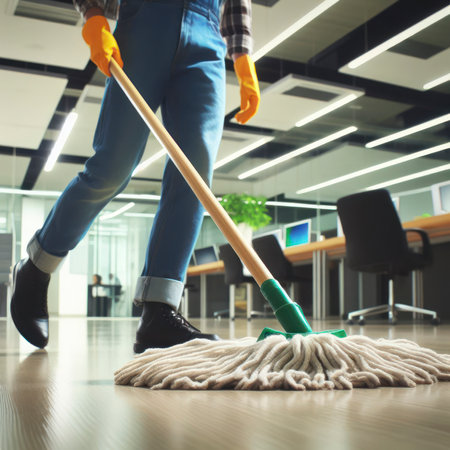 Cleaner Cleans the Floors. ai generative.の素材