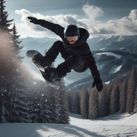 snowboarding athlete training. ai generative.の素材