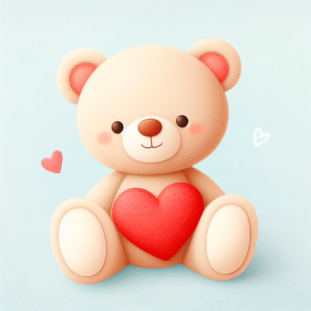 Cute teddy bear with red heart. ai generative.の素材