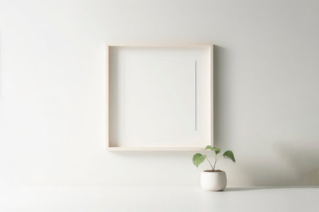 Minimalist White Frame and Potted Plant. ai generative.の素材