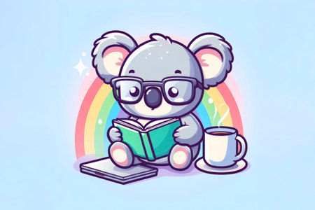 koala in glasses on color background. ai generative.の素材