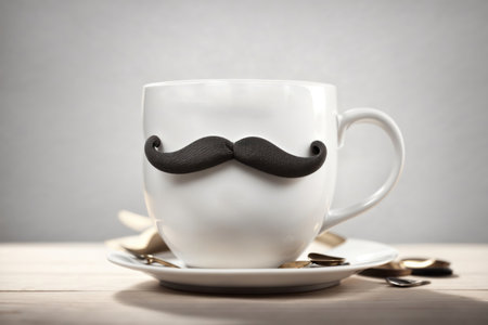 Cup with moustache on the table happy fathers day. ai generative.の素材