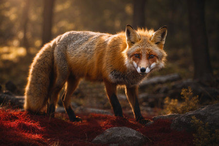 Red Fox in the forest. ai generative.の素材