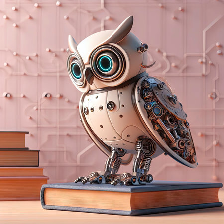 concept of acquiring knowledge and wisdom. owl sitting on a book. ai generative.の素材