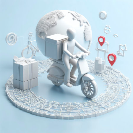 concept of delivering orders to the specified address 3d style. ai generative.の素材