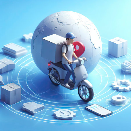 concept of delivering orders to the specified address 3d style. ai generative.の素材