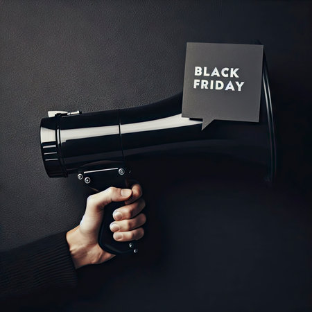 big sale concept. black loudspeaker with the description black friday. ai generative.の素材