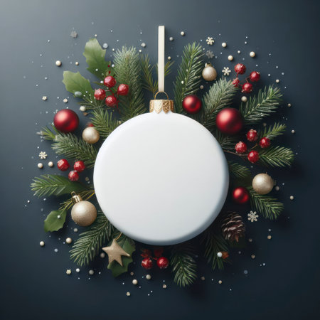 christmas ball on new year background with copy space. ai generative.の素材