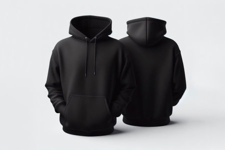 hoodie in front and back view, mockup, white background. ai generative.の素材