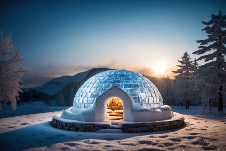 Winter Igloo concept. ai generative.の素材
