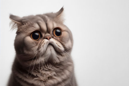 cat with strange facial expressions on solid white background. ai generative.の素材