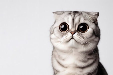 cat with strange facial expressions on solid white background. ai generative.の素材