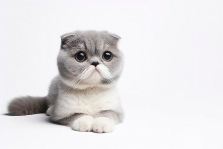 cat with strange facial expressions on solid white background. ai generative.の素材