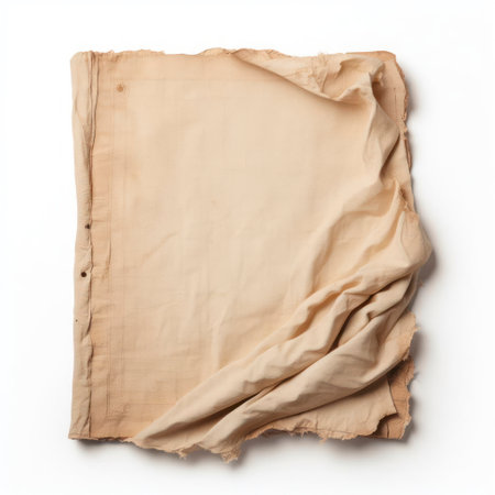 old beige sheet isolated on white background. ai generative.の素材