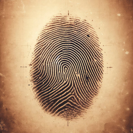 Finger print on old paper document closeup. ai generative.の素材