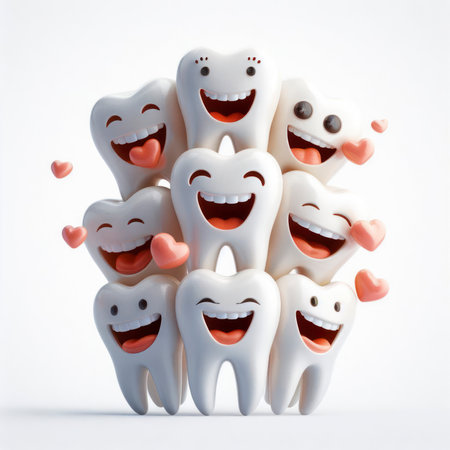 Smiling Teeth Isolated on white Background. ai generative.の素材