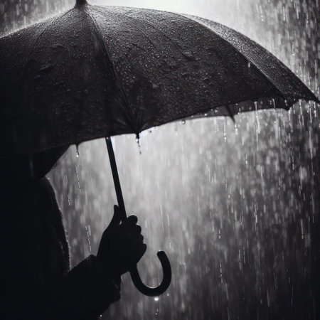 Umbrella close up rain Loneliness in the Rain. ai generative.の素材