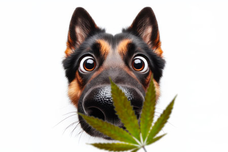 Dog searching for drugs, checking luggage. ai generative.の素材