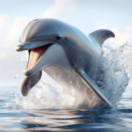 Playful dolphin photo realistic. ai generative.の素材