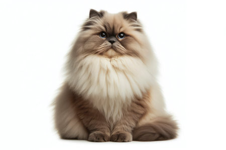 full body photo of a Himalayan cat isolated on solid white background. ai generative.の素材
