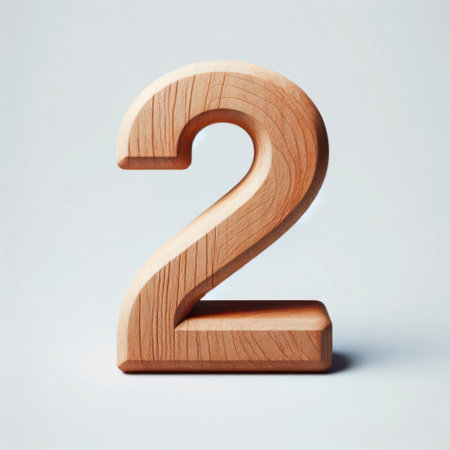 number 2 in a shape wood isolated on solid white background. ai generative.の素材