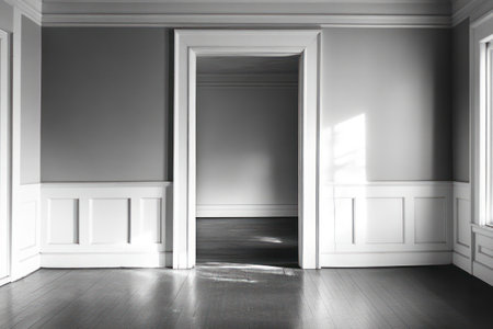 Baseboard or skirting board as part of house interior, emphasizing finishing, decor detail, and construction styling.の素材