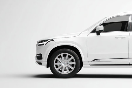 Sleek white SUV vehicle in profile against clean background, perfect for branding, mockup, or vehicle advertisement design.の素材
