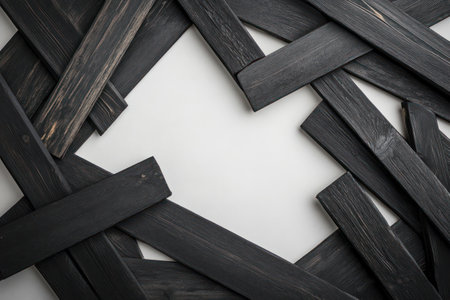 Sleek black wooden picture frame with thin border, ideal for modern interior design, minimalist wall decor, and mockup backgrounds.の素材